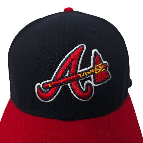 Atlanta Braves Fitted 7 1/2 Hat MLB Embroidered Tomahawk Cap USA Made New Era - Picture 7 of 13